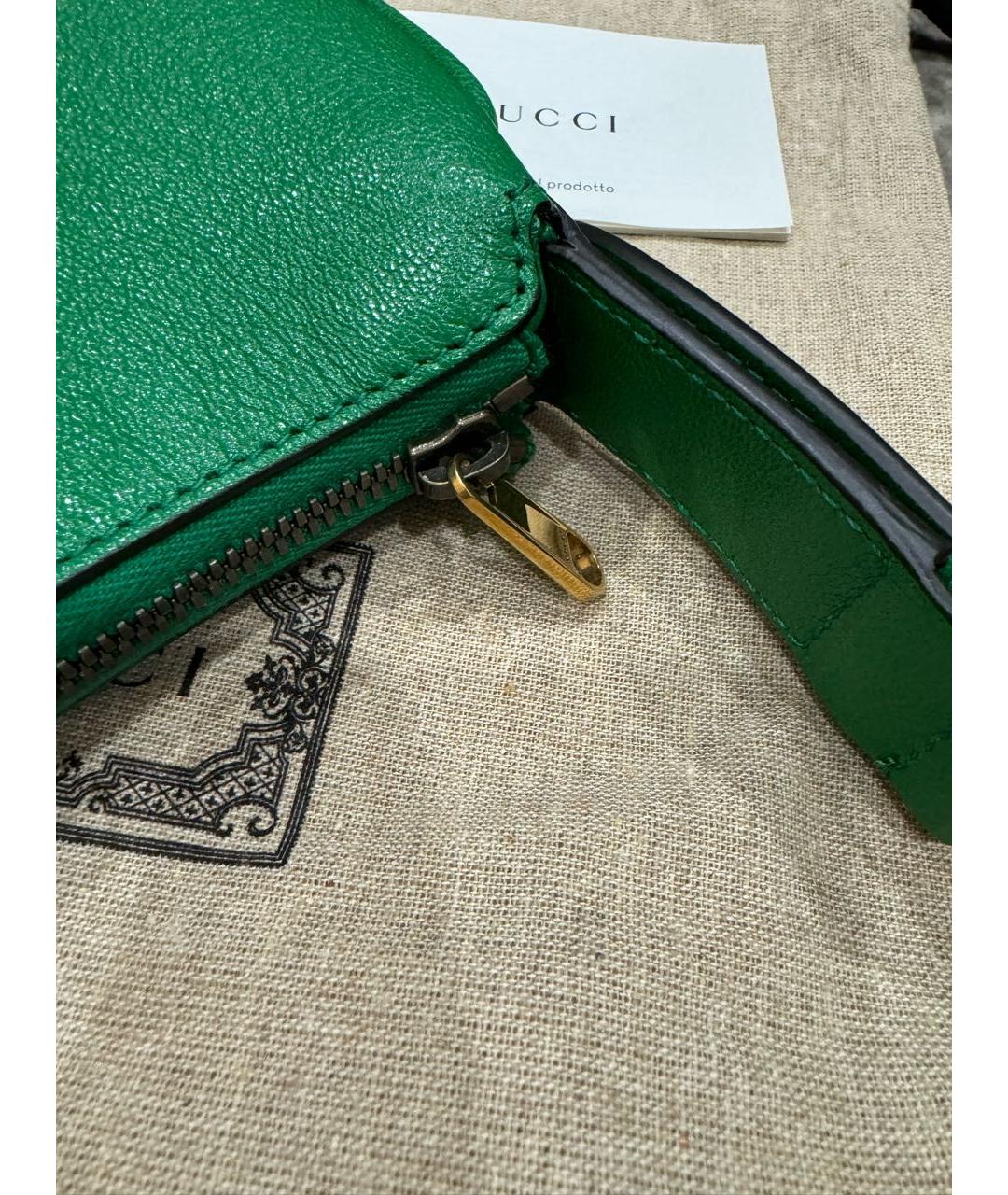 GUCCI Зеленая кожаная сумка с короткими ручками, фото 7