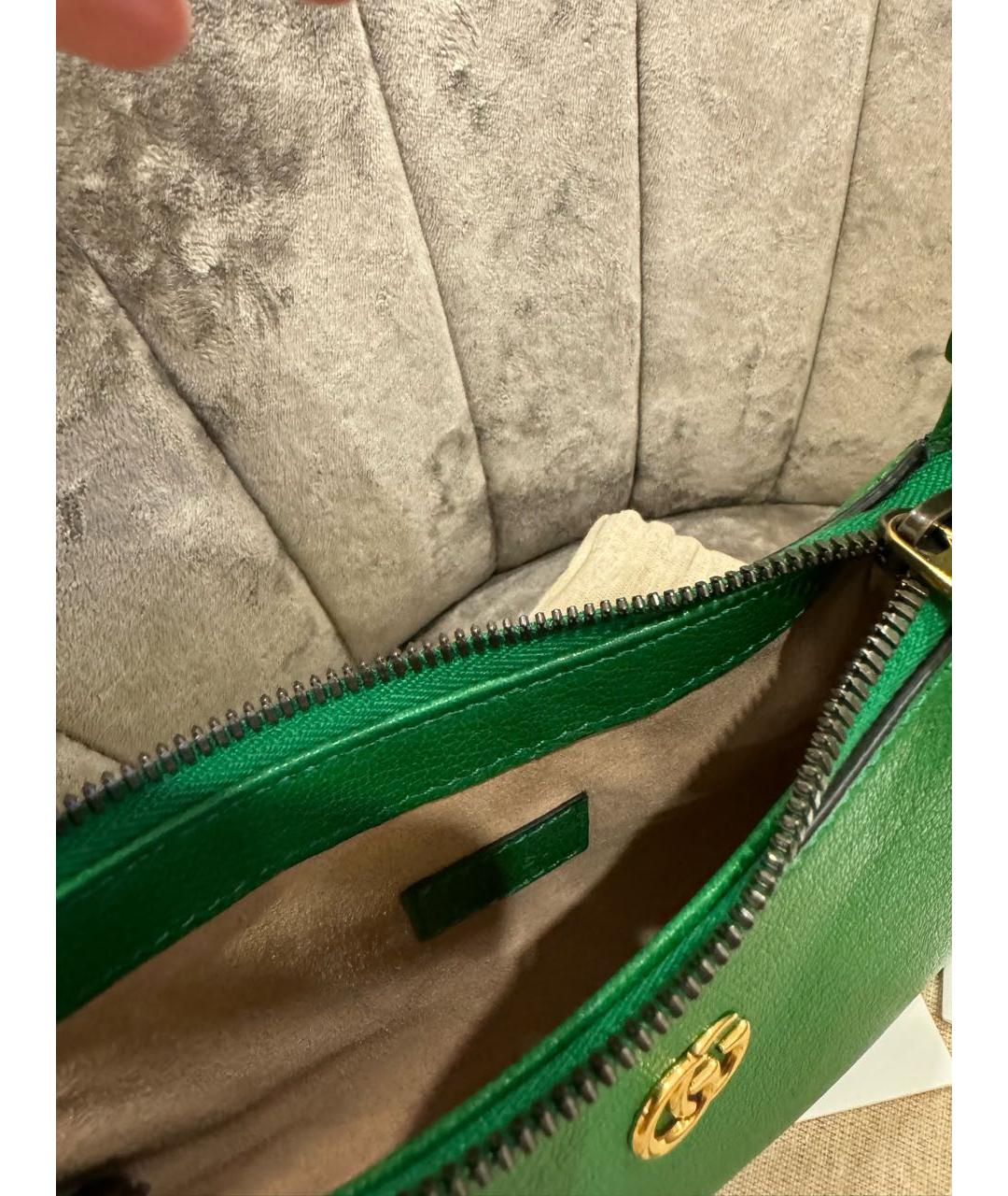 GUCCI Зеленая кожаная сумка с короткими ручками, фото 4