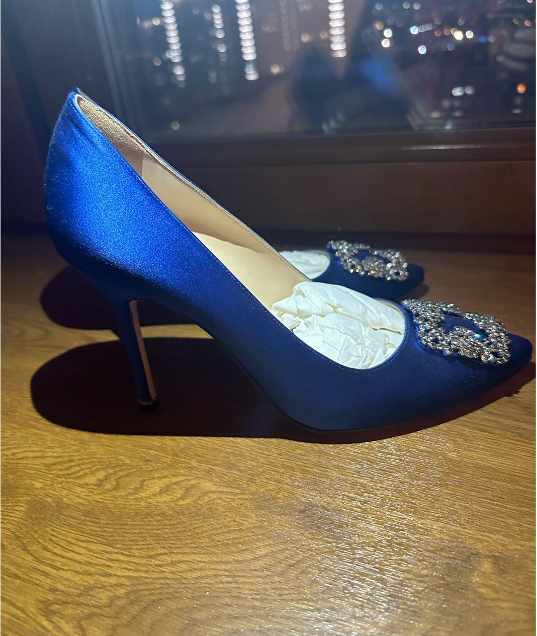 MANOLO BLAHNIK Синие синтетические туфли, фото 8