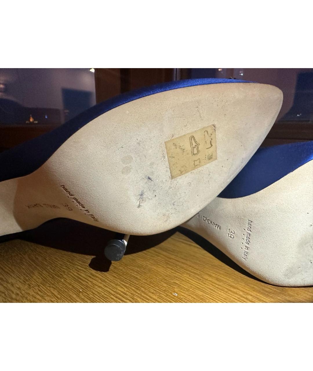 MANOLO BLAHNIK Синие синтетические туфли, фото 6