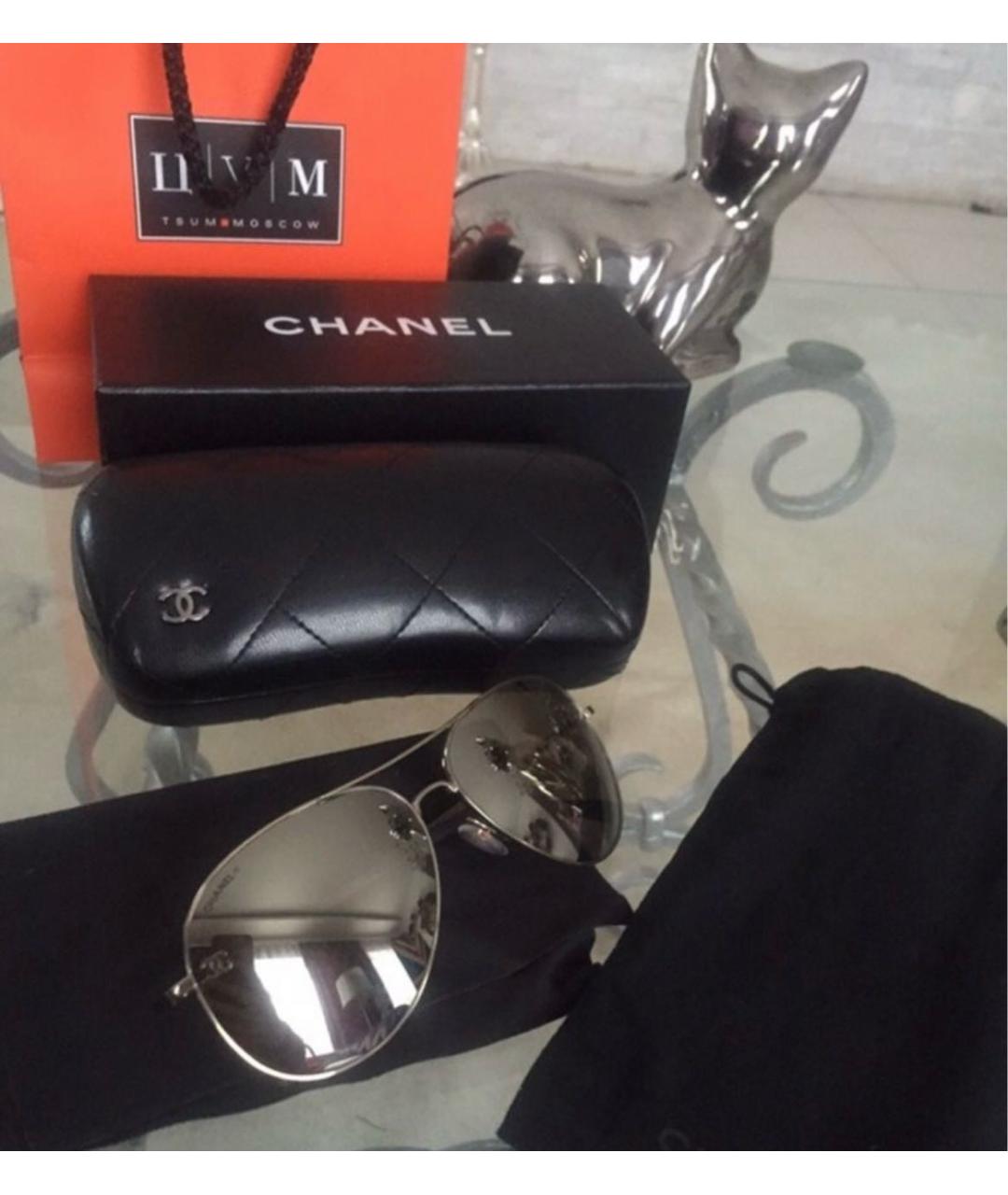 CHANEL PRE-OWNED Серебряные металлические солнцезащитные очки, фото 5