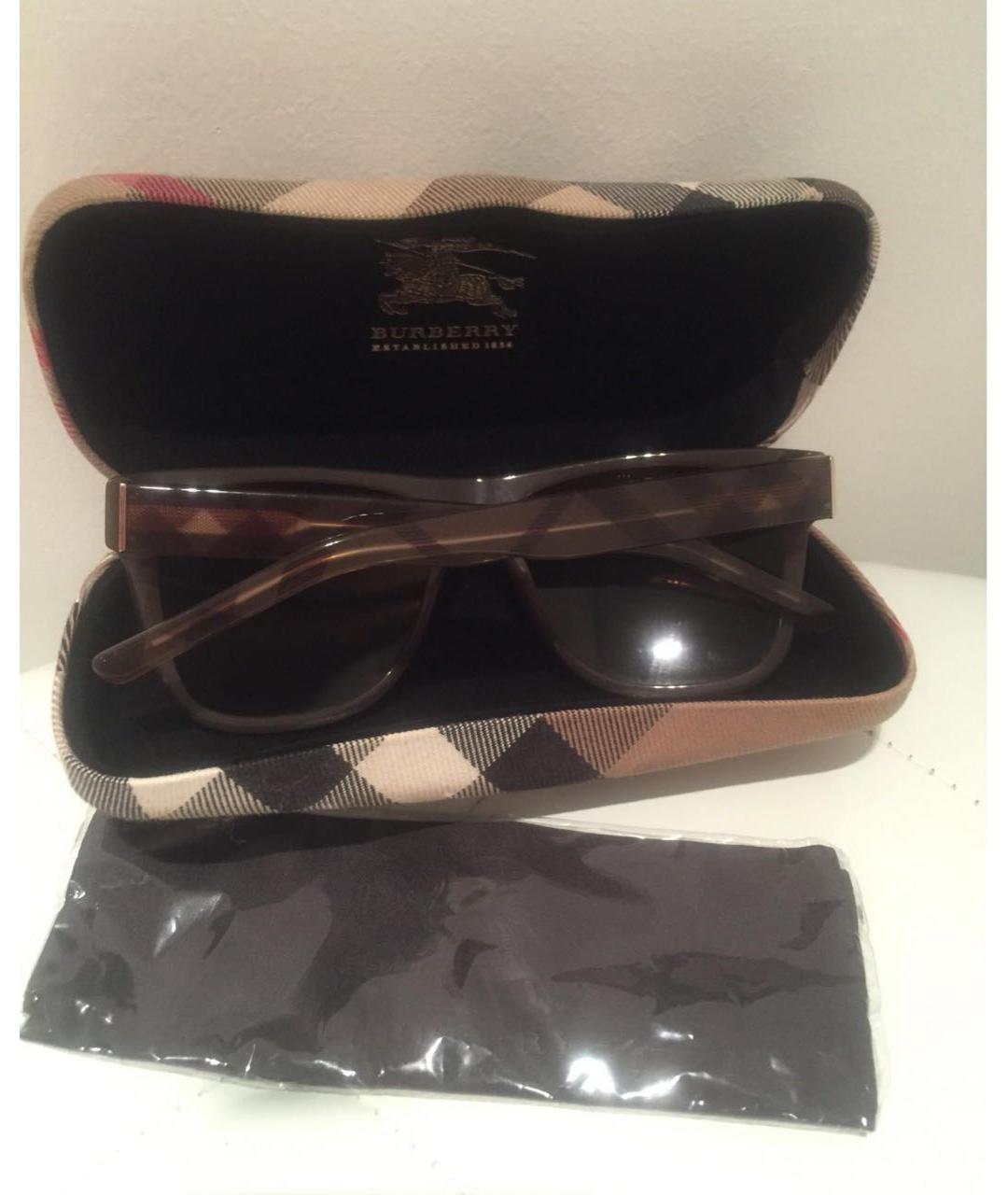 BURBERRY Коричневые пластиковые солнцезащитные очки, фото 4