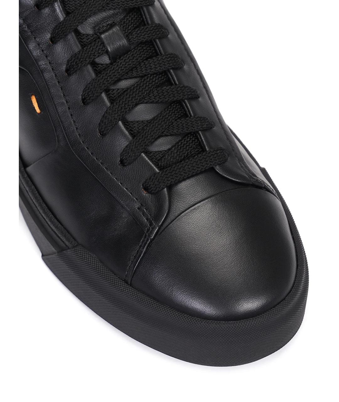 SANTONI Черные кожаные высокие кроссовки / кеды, фото 5