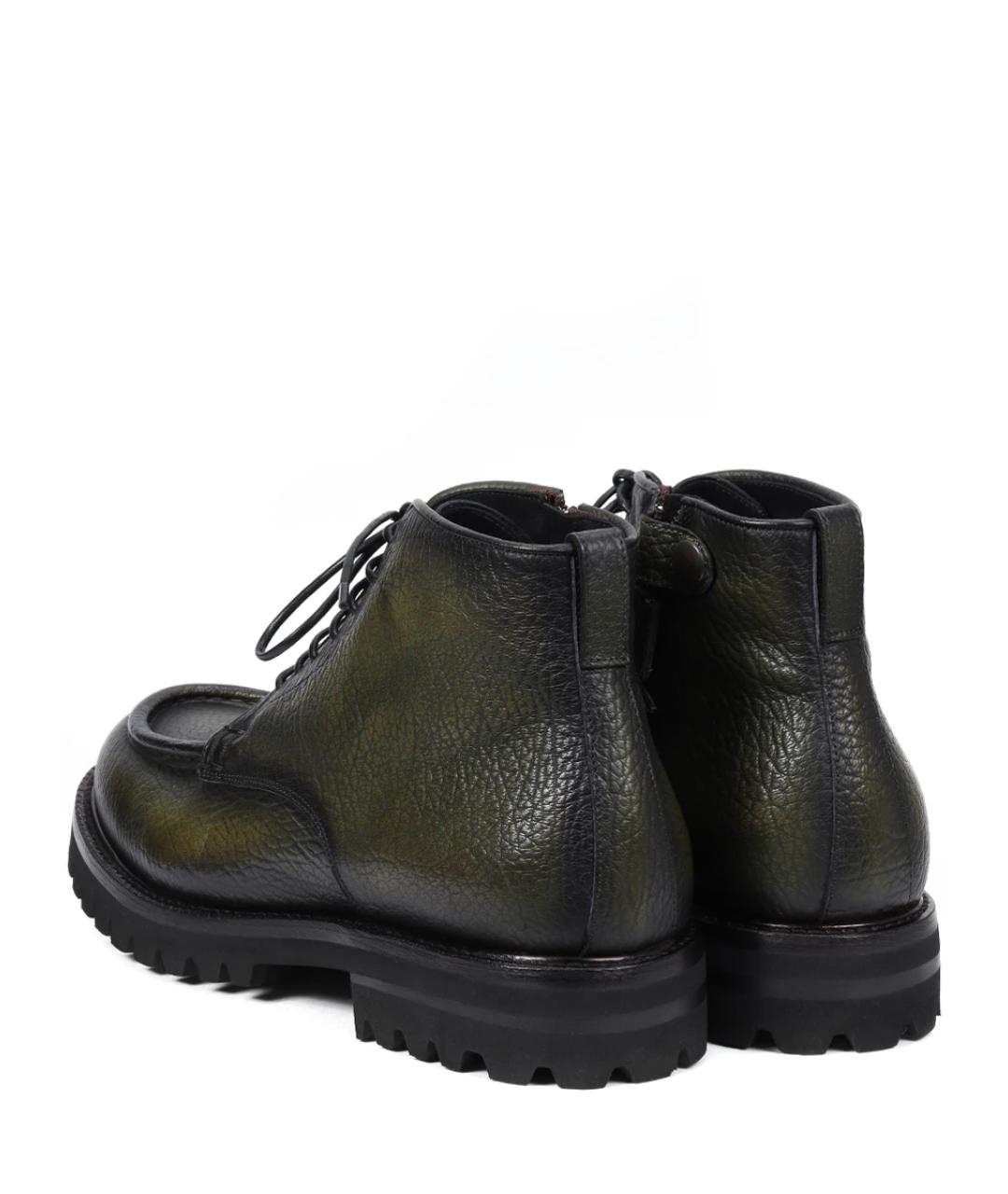 FRANCESCHETTI Зеленые кожаные высокие ботинки, фото 4