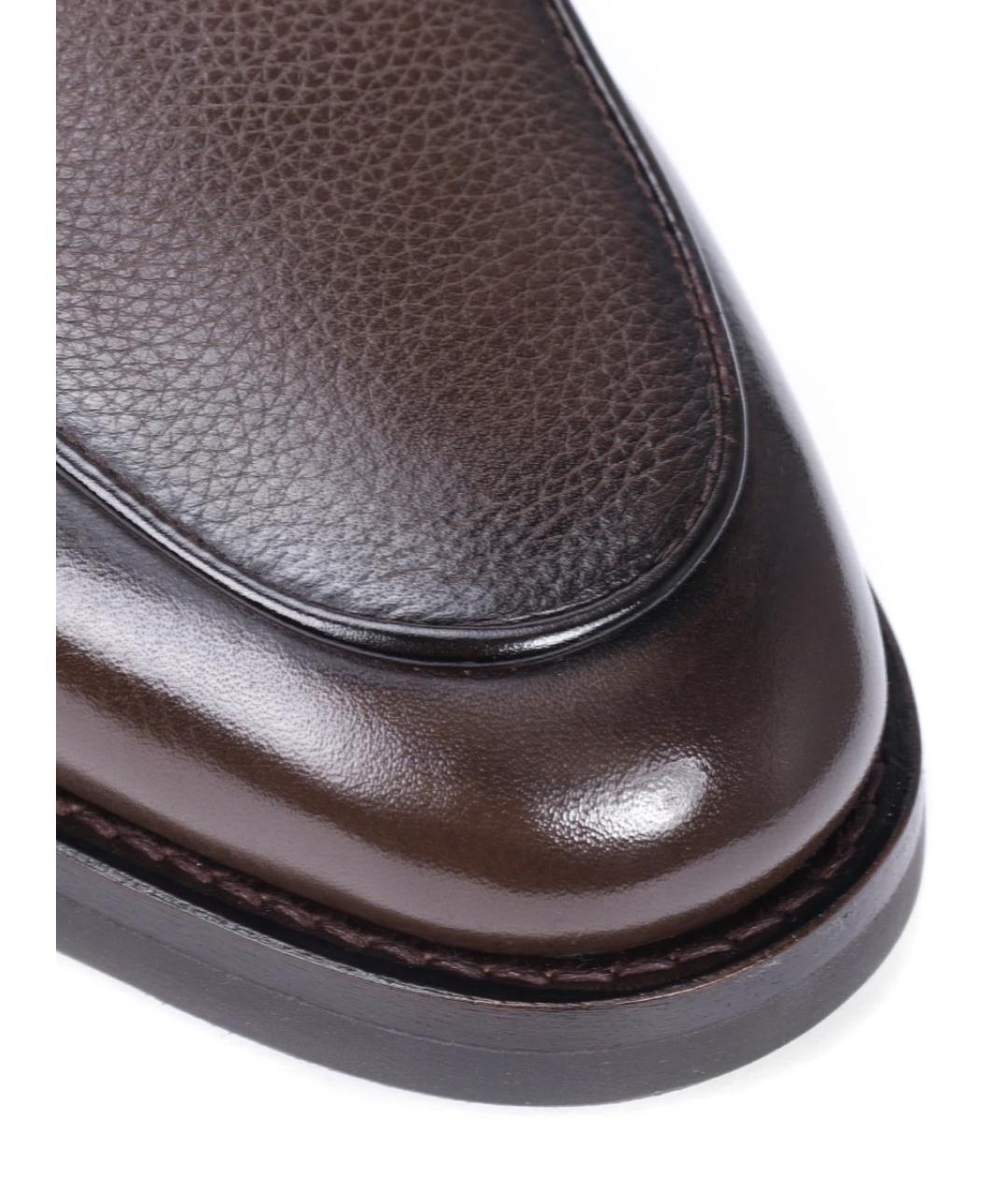 SANTONI Коричневые кожаные низкие ботинки, фото 5