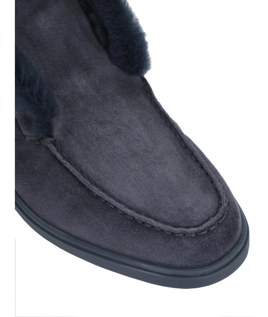 SANTONI Темно-синие замшевые ботинки, фото 5