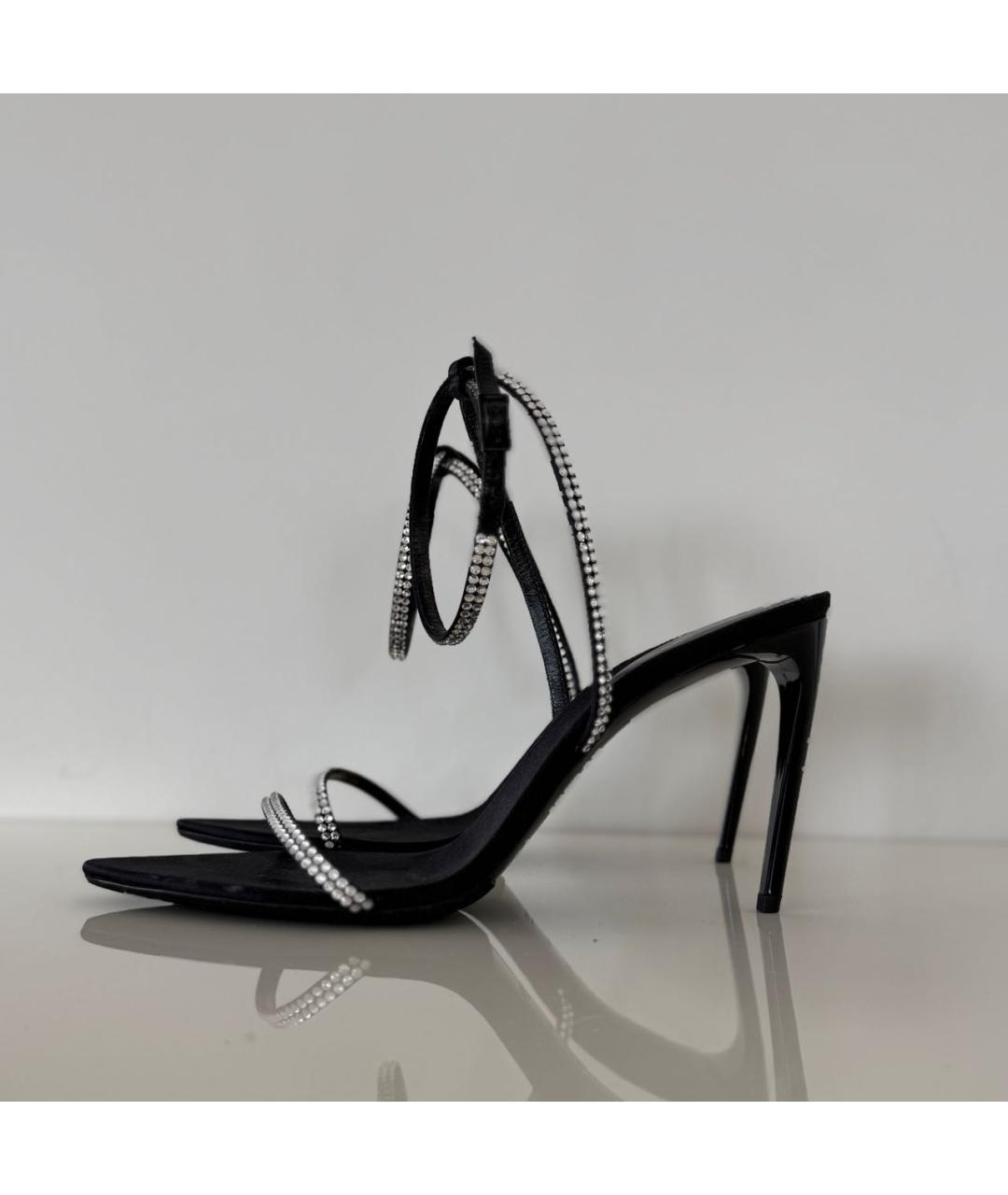 SAINT LAURENT Черные текстильные босоножки, фото 3