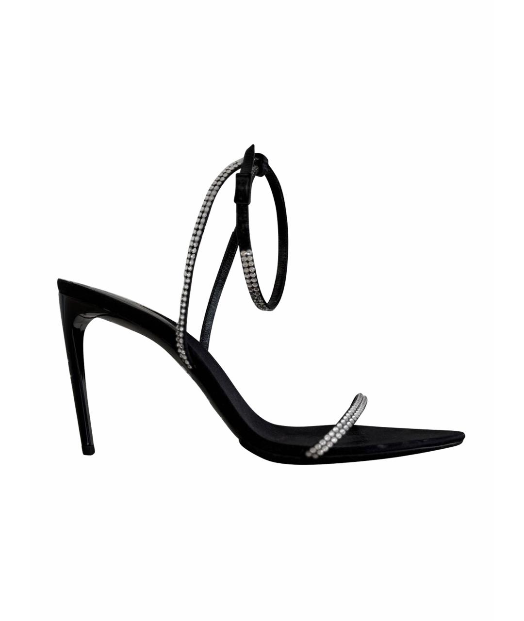 SAINT LAURENT Черные текстильные босоножки, фото 1