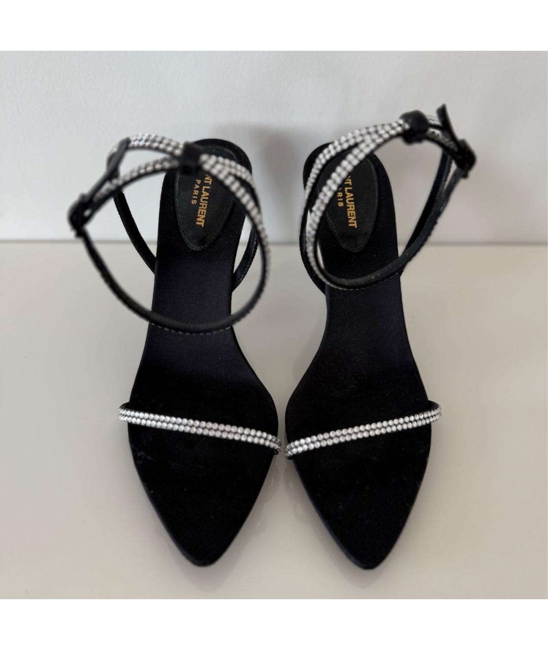 SAINT LAURENT Черные текстильные босоножки, фото 2