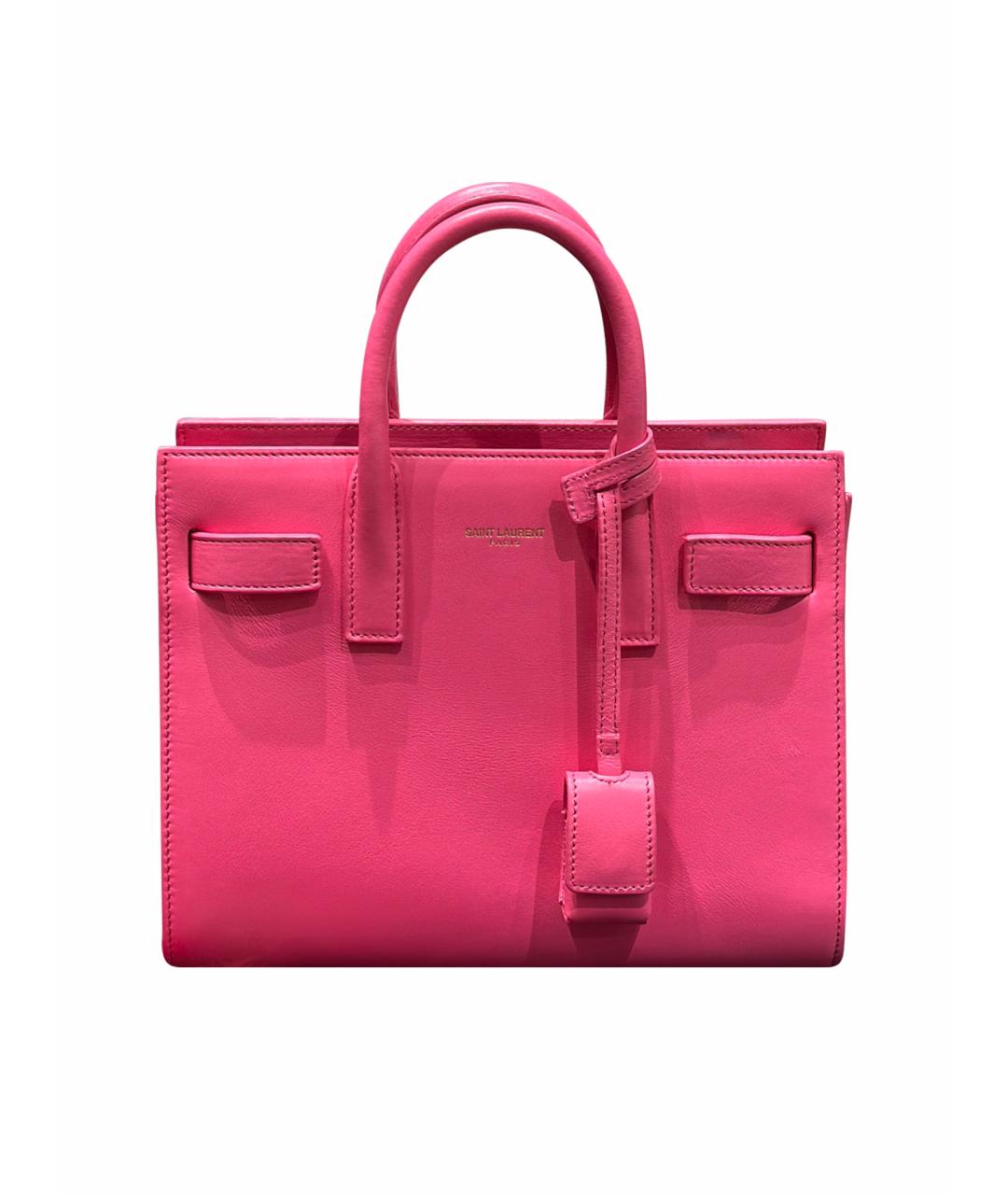 SAINT LAURENT Розовая кожаная сумка с короткими ручками, фото 1