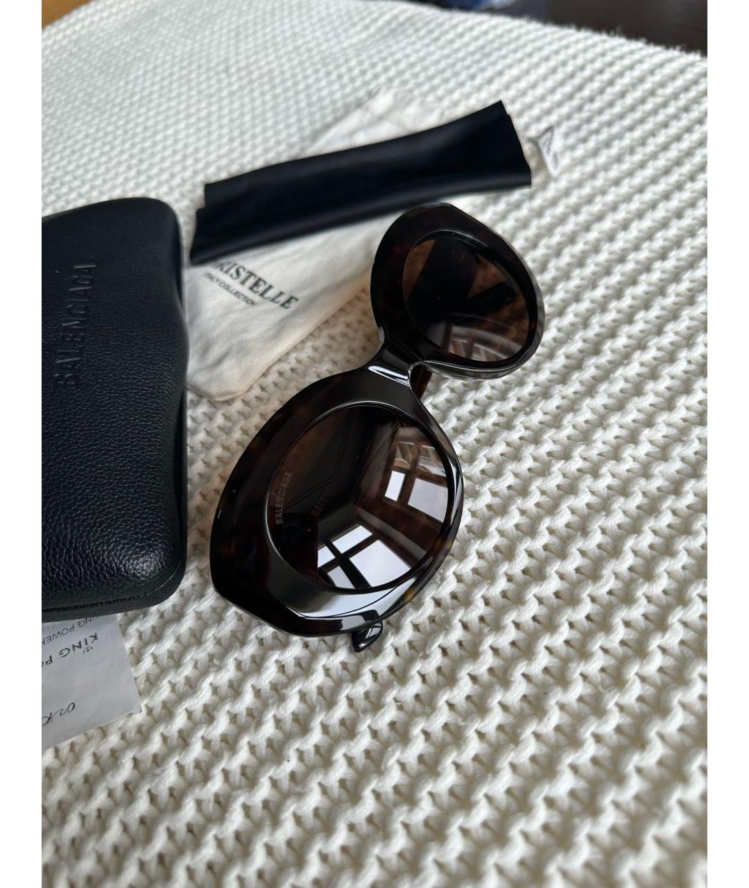 BALENCIAGA Коричневые пластиковые солнцезащитные очки, фото 4