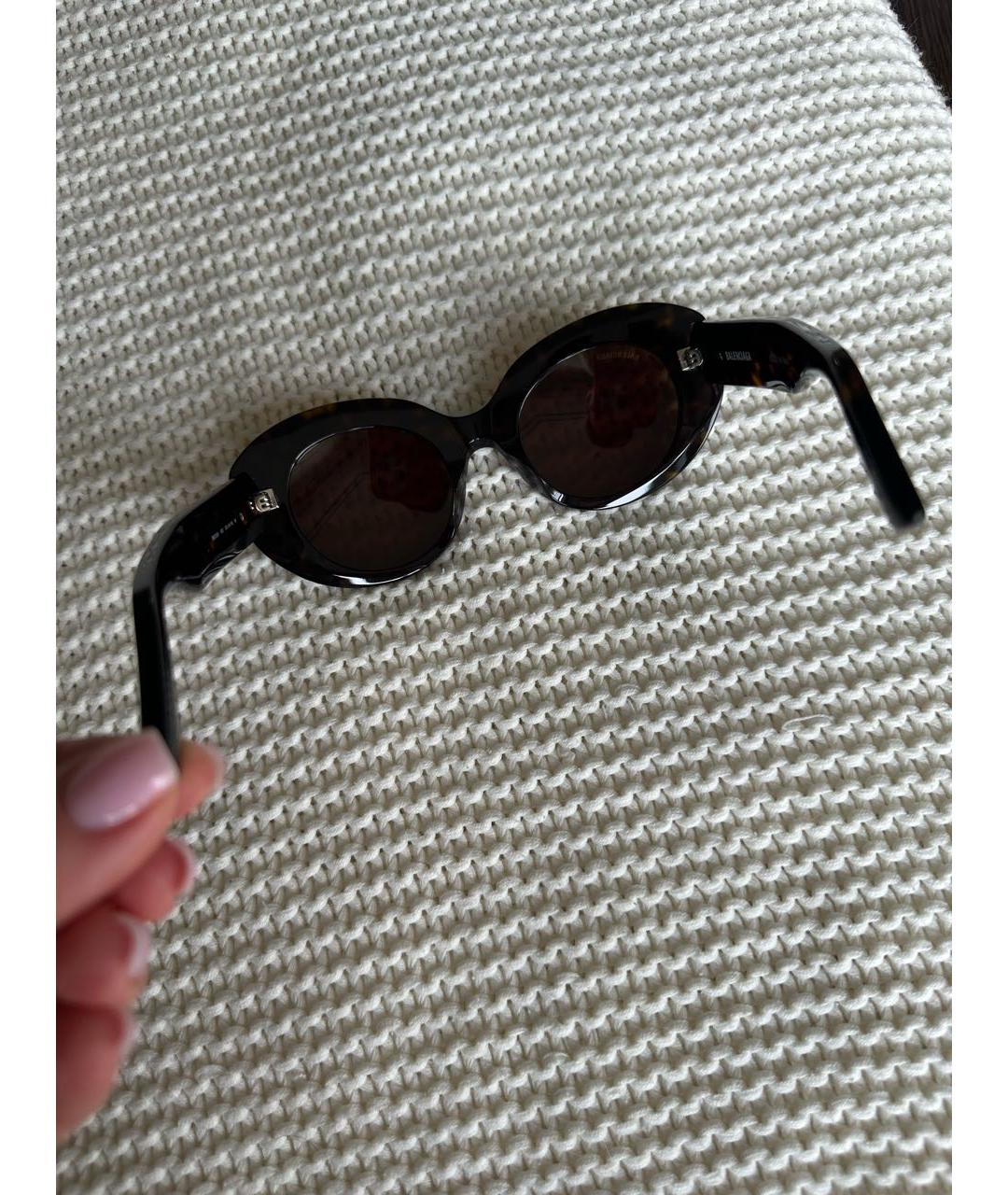 BALENCIAGA Коричневые пластиковые солнцезащитные очки, фото 8
