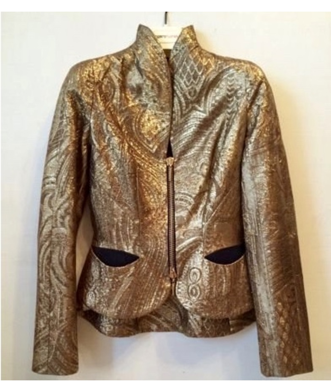EMANUEL UNGARO Золотой шелковый жакет/пиджак, фото 4