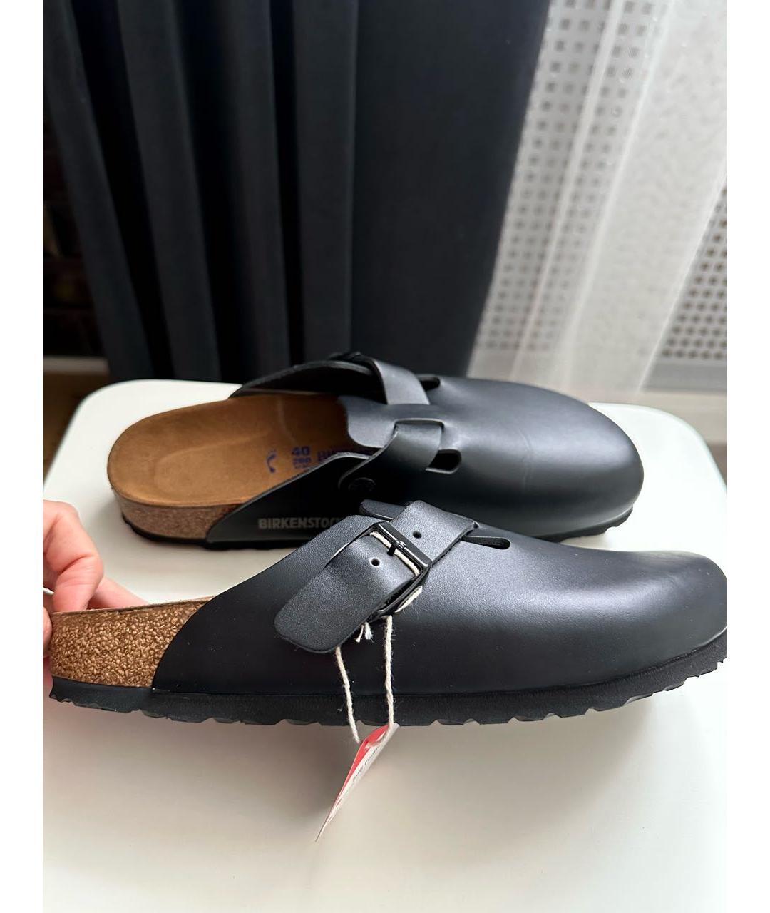 BIRKENSTOCK Черные кожаные сабо Boston для женщин – купить онлайн