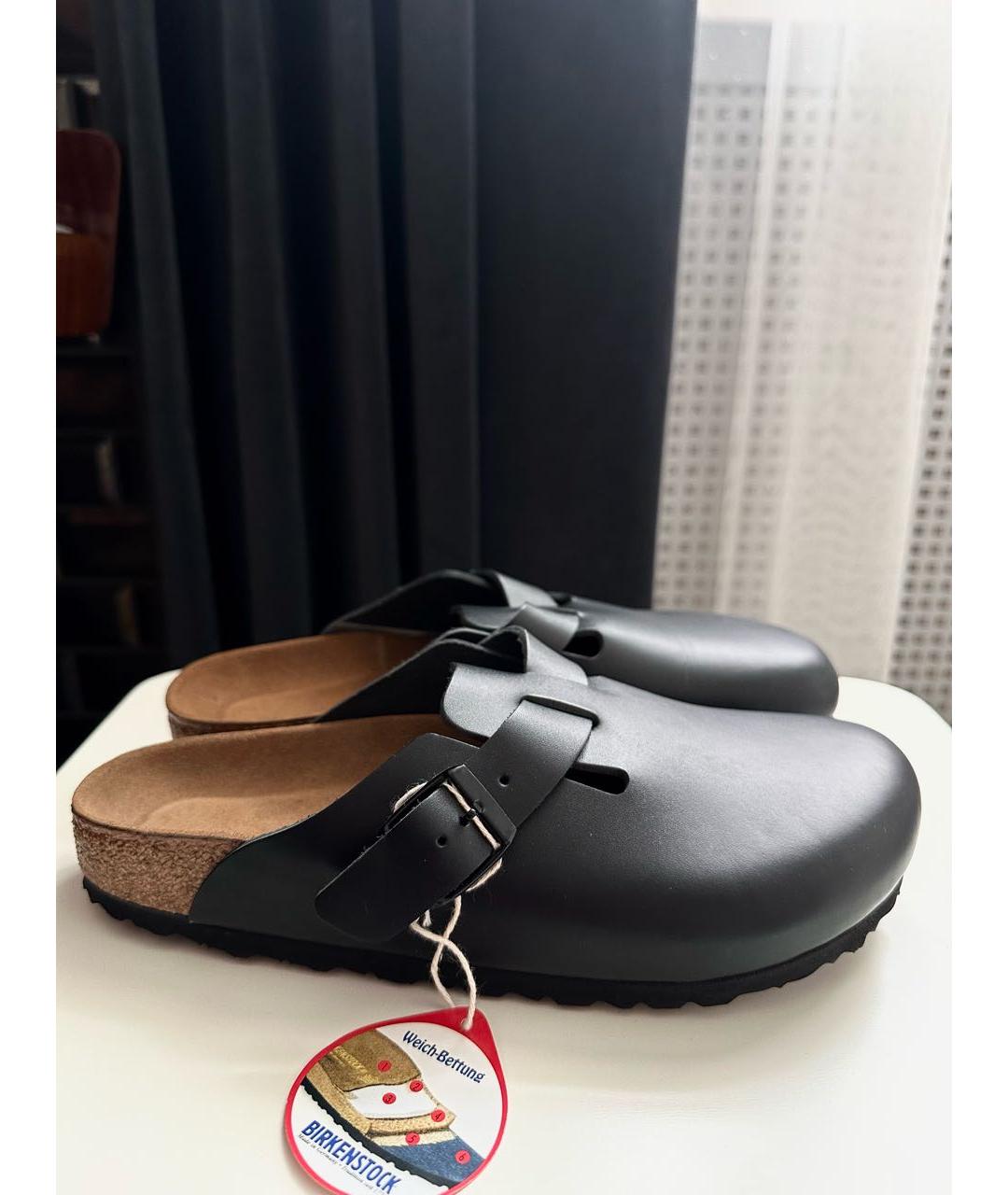 BIRKENSTOCK Черные кожаные сабо Boston для женщин – купить онлайн