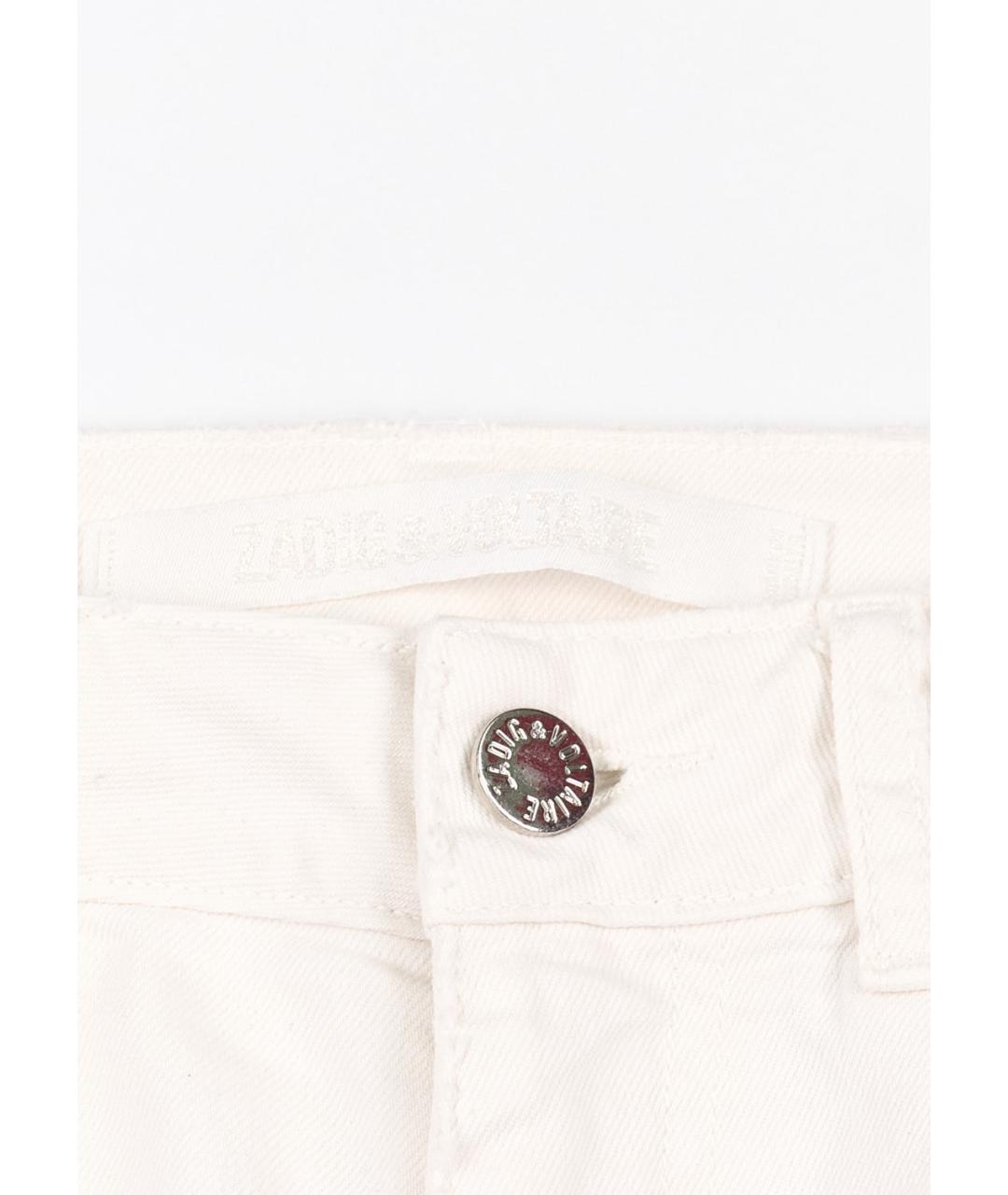 ZADIG & VOLTAIRE Белые хлопко-эластановые прямые джинсы, фото 3