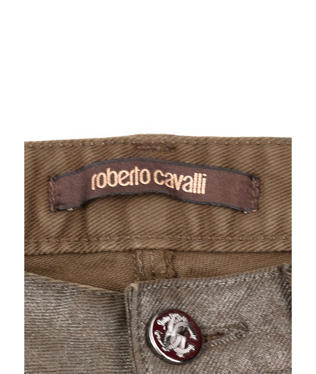 ROBERTO CAVALLI Коричневые хлопко-эластановые джинсы клеш, фото 3