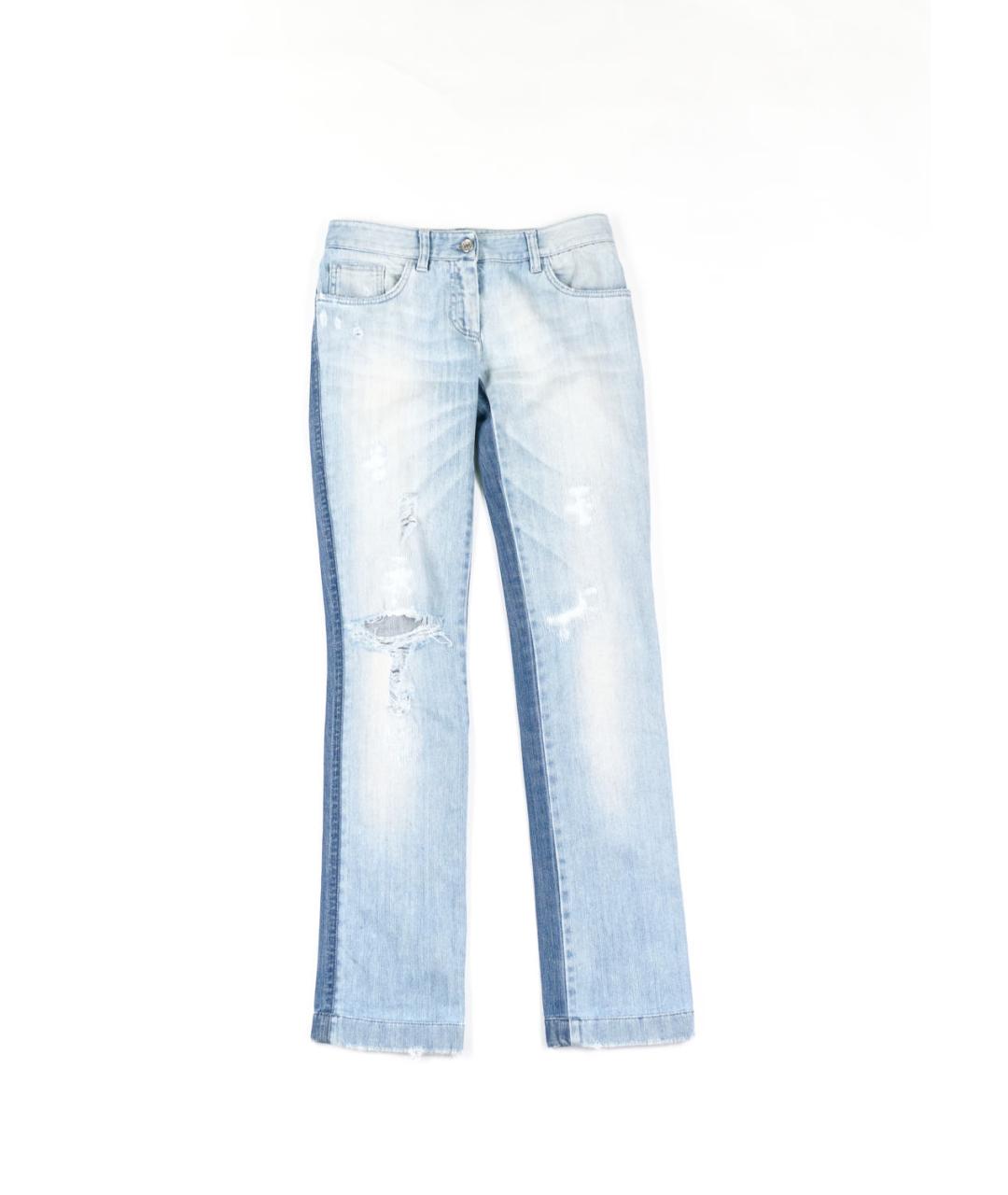 DOLCE&GABBANA Голубые хлопко-полиэстеровые прямые джинсы, фото 1