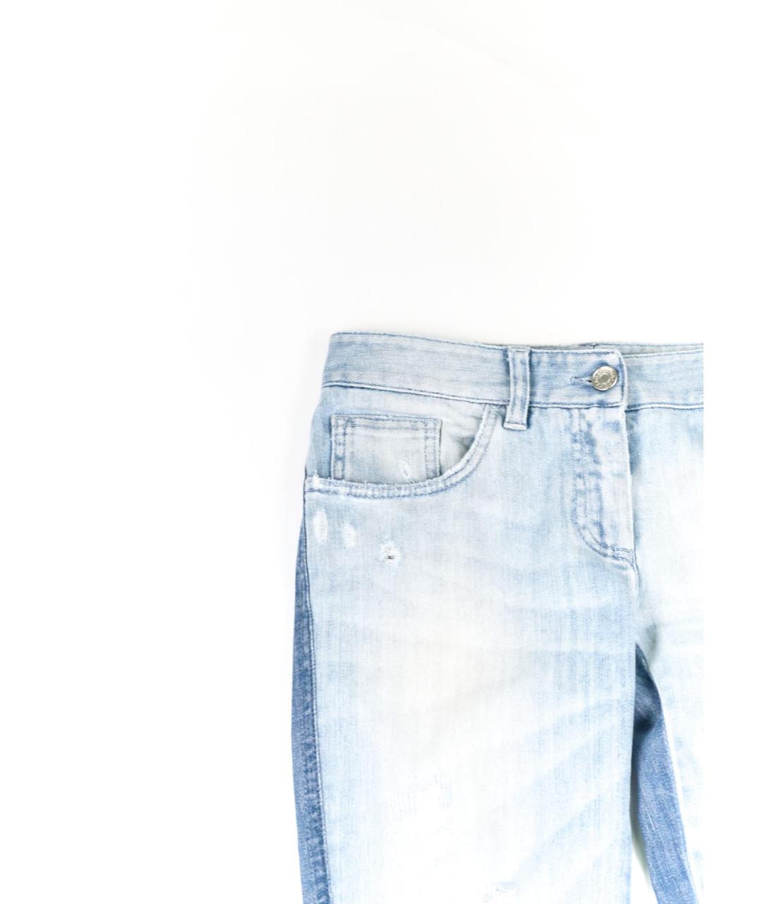 DOLCE&GABBANA Голубые хлопко-полиэстеровые прямые джинсы, фото 4