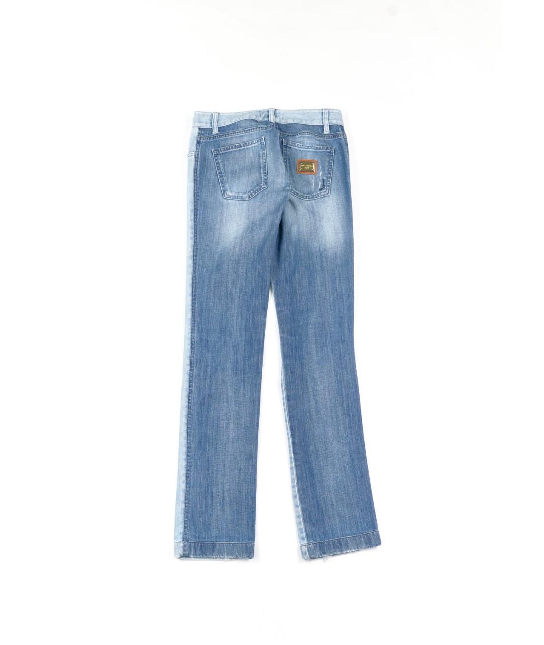 DOLCE&GABBANA Голубые хлопко-полиэстеровые прямые джинсы, фото 2