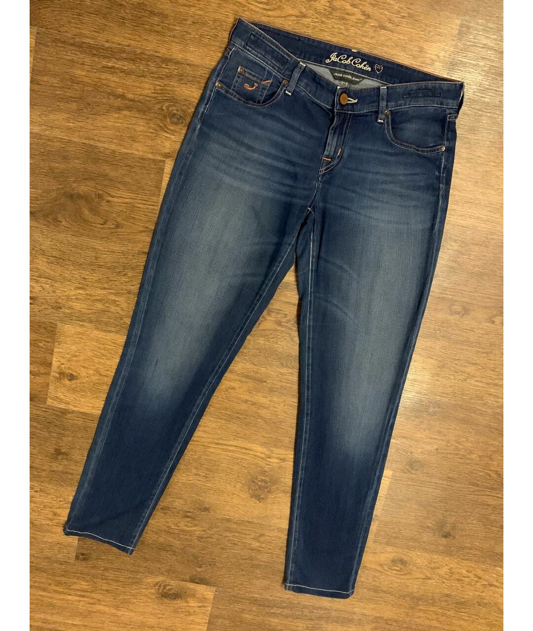 JACOB COHEN Синие хлопко-полиэстеровые джинсы слим, фото 9