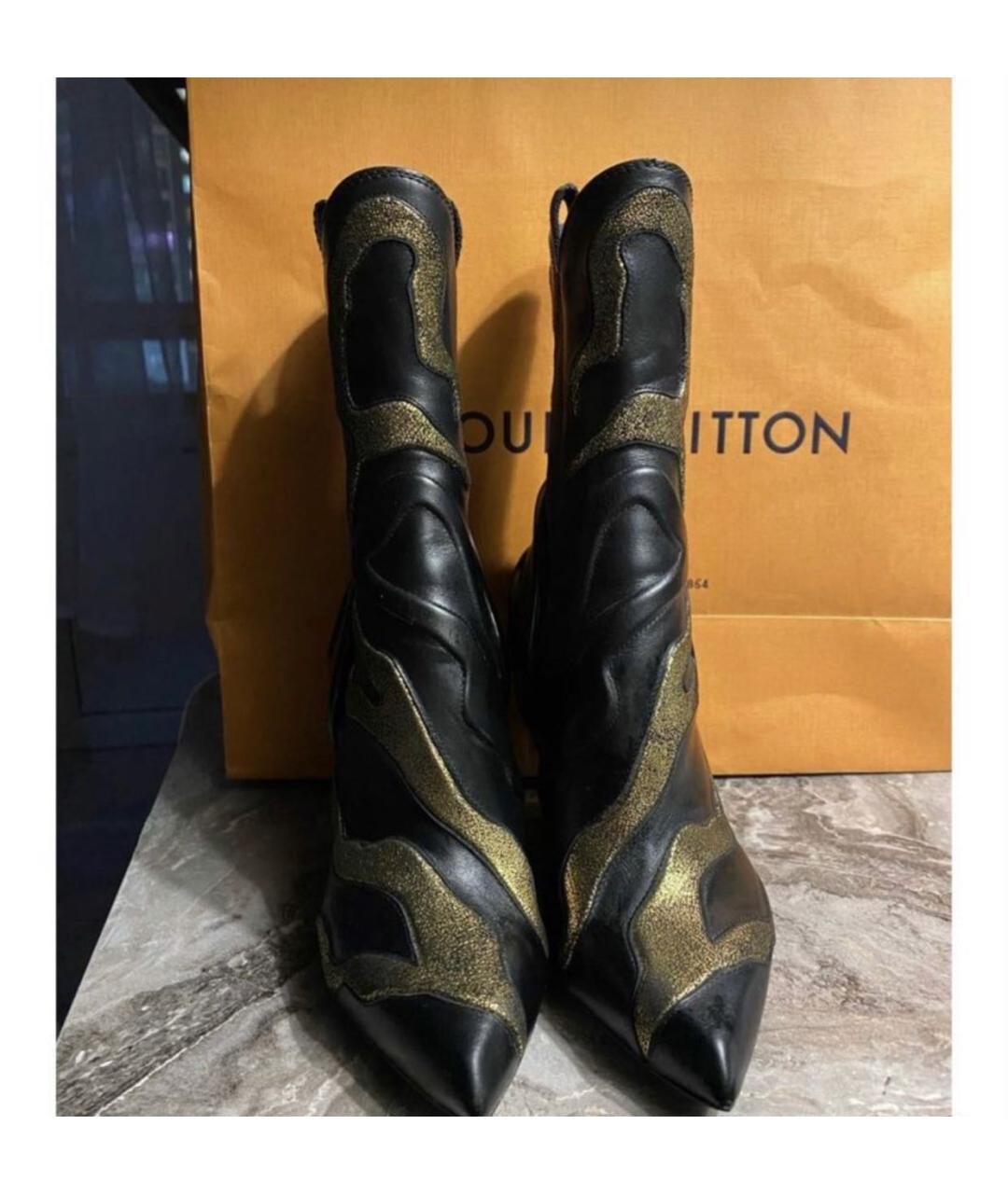 LOUIS VUITTON PRE-OWNED Черные кожаные сапоги, фото 2