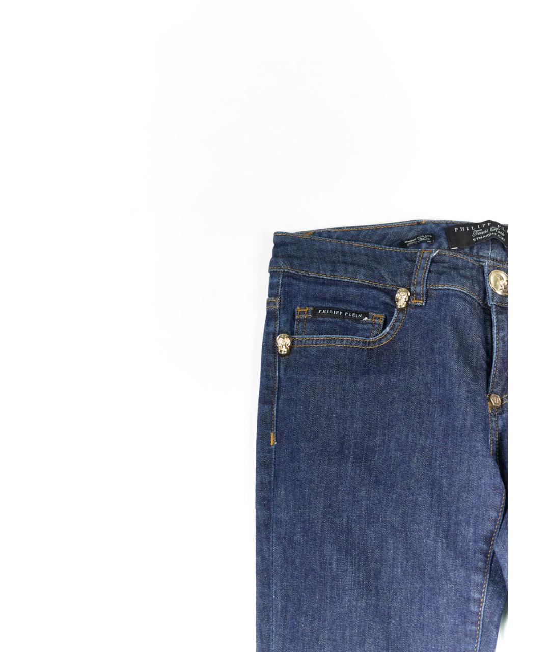 PHILIPP PLEIN Темно-синие хлопко-эластановые джинсы клеш, фото 4