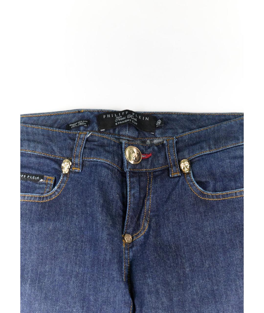 PHILIPP PLEIN Темно-синие хлопко-эластановые джинсы клеш, фото 3
