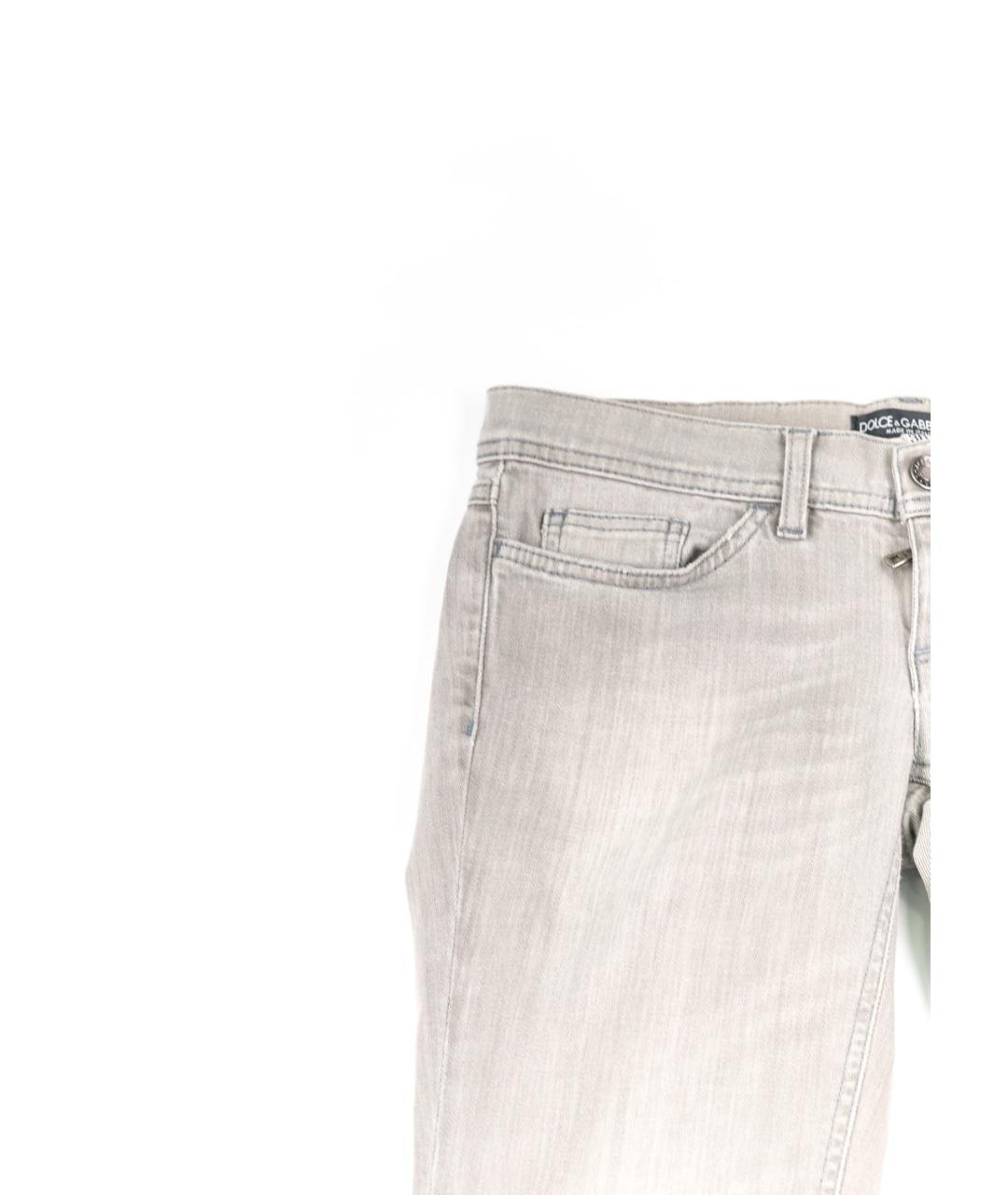 DOLCE&GABBANA Серые хлопко-эластановые прямые джинсы, фото 4