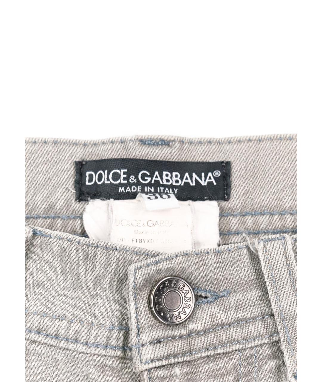 DOLCE&GABBANA Серые хлопко-эластановые прямые джинсы, фото 3