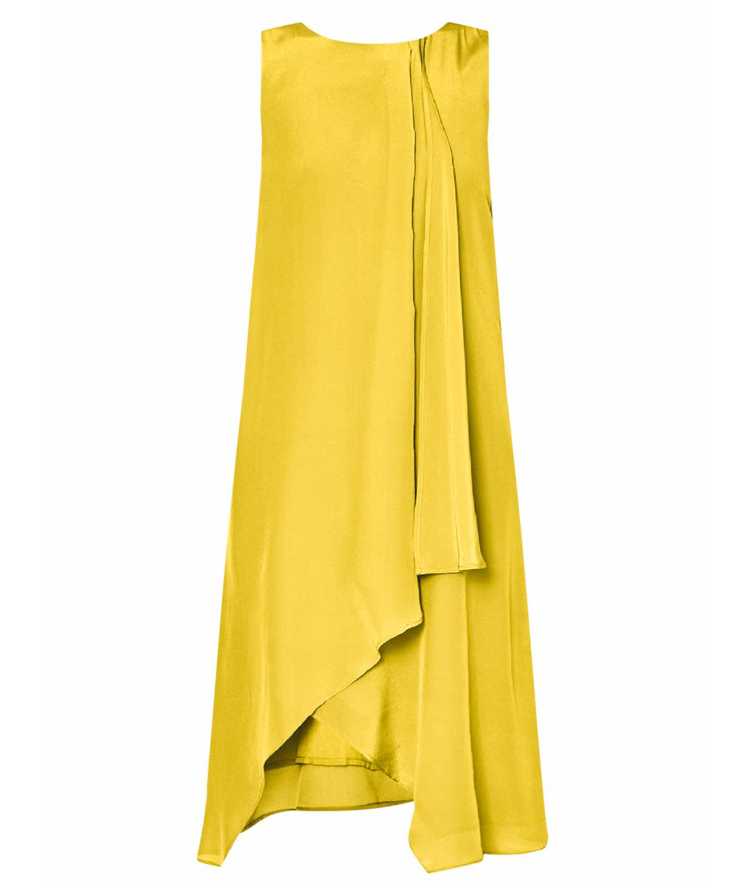 LIU JO Желтое шелковое коктейльное платье, фото 1