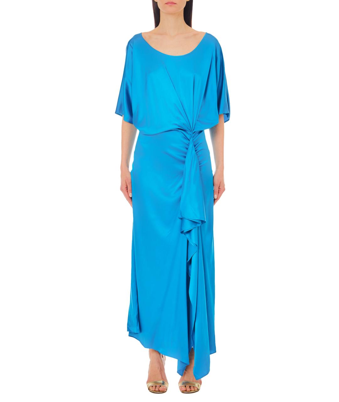 LIU JO Голубое вискозное коктейльное платье, фото 4