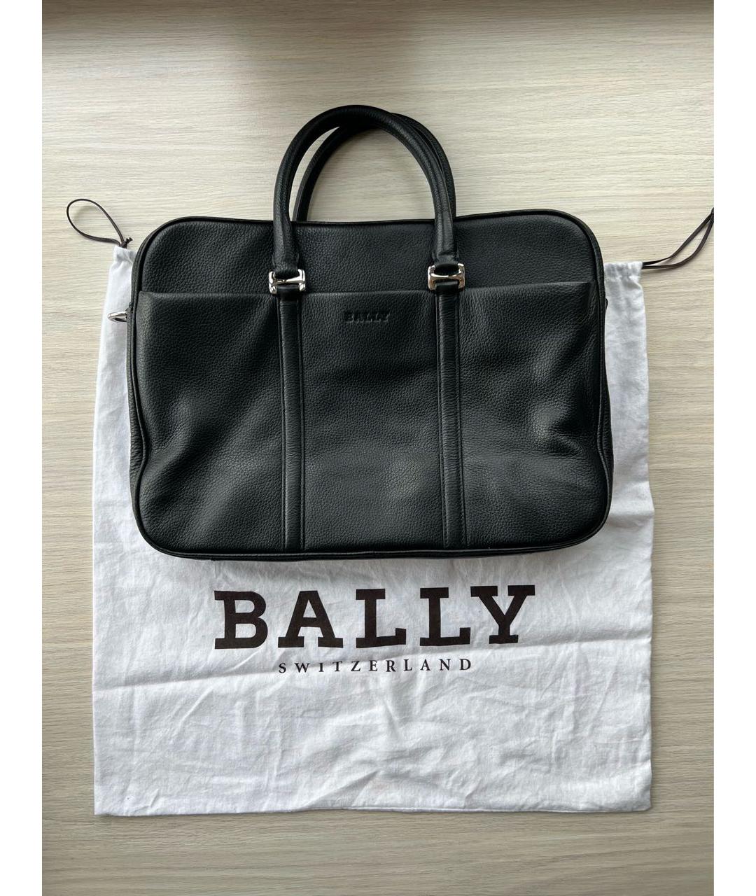BALLY Черный кожаный портфель, фото 2