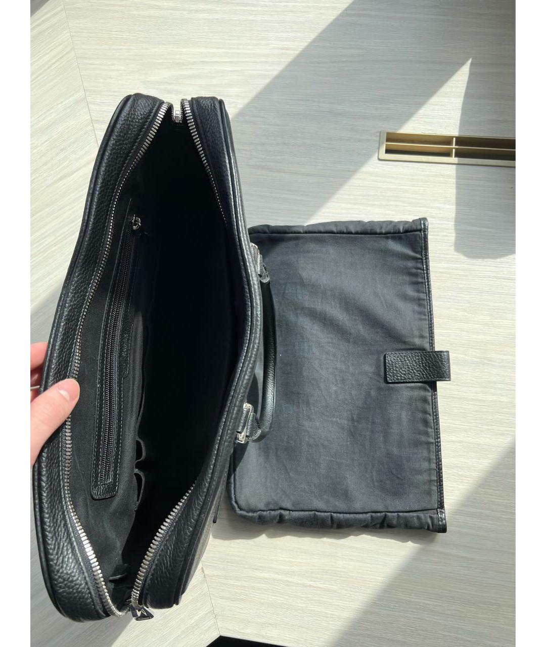 BALLY Черный кожаный портфель, фото 7