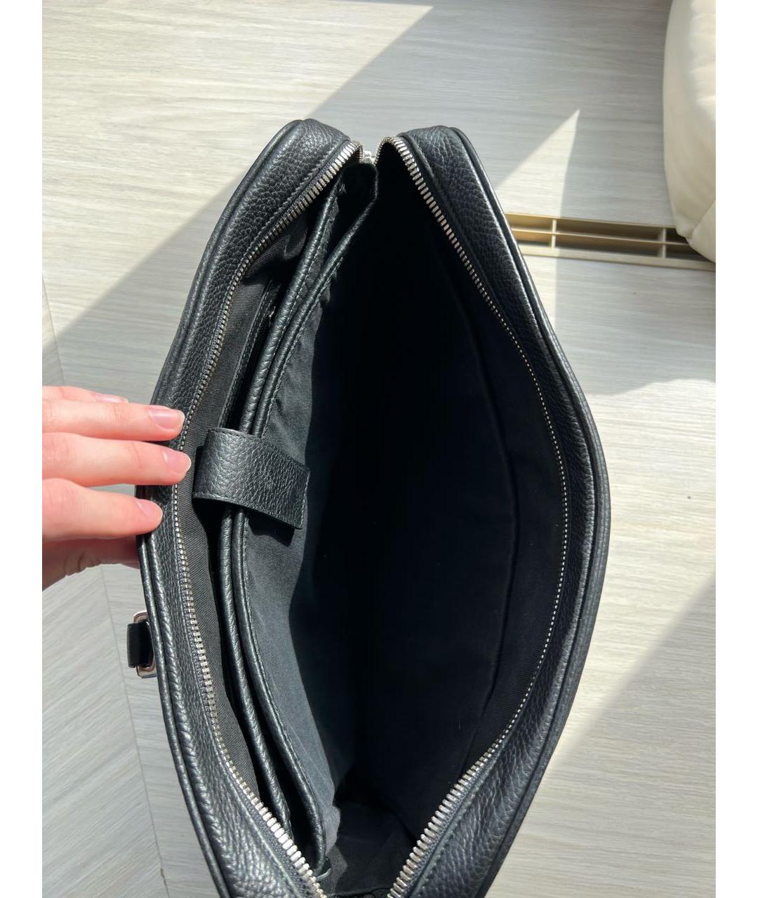 BALLY Черный кожаный портфель, фото 6