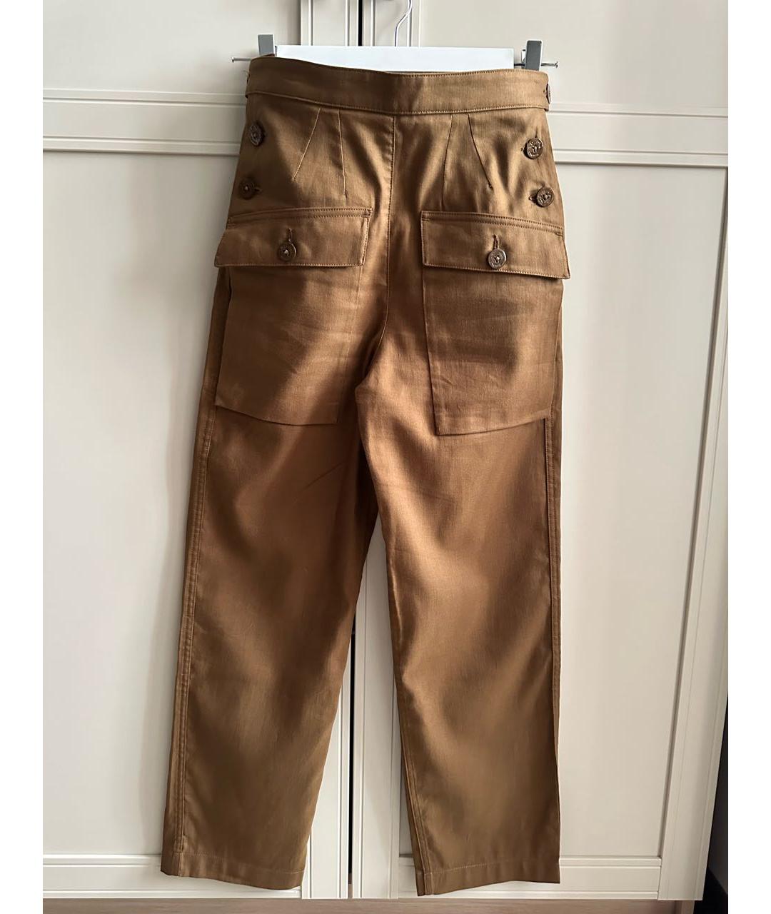 CHLOE Коричневые хлопковые прямые брюки, фото 8