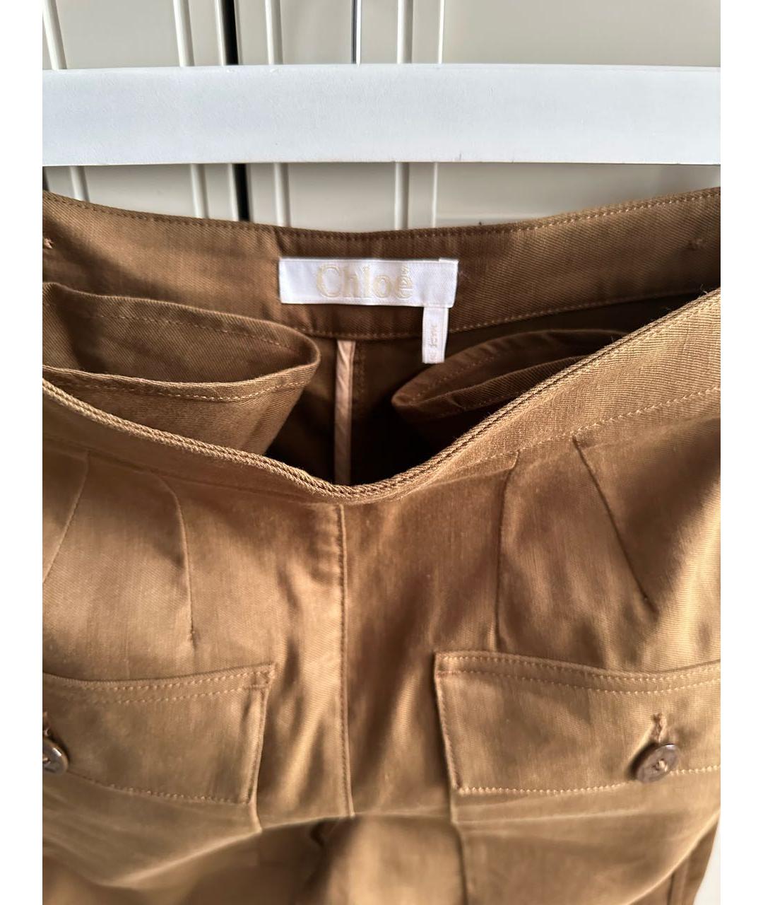 CHLOE Коричневые хлопковые прямые брюки, фото 3