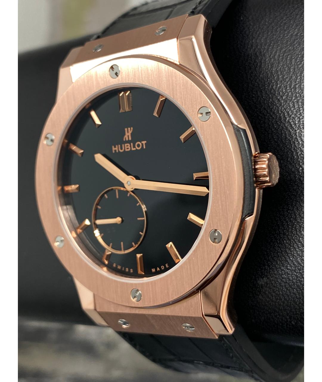 HUBLOT Черные часы из розового золота, фото 4
