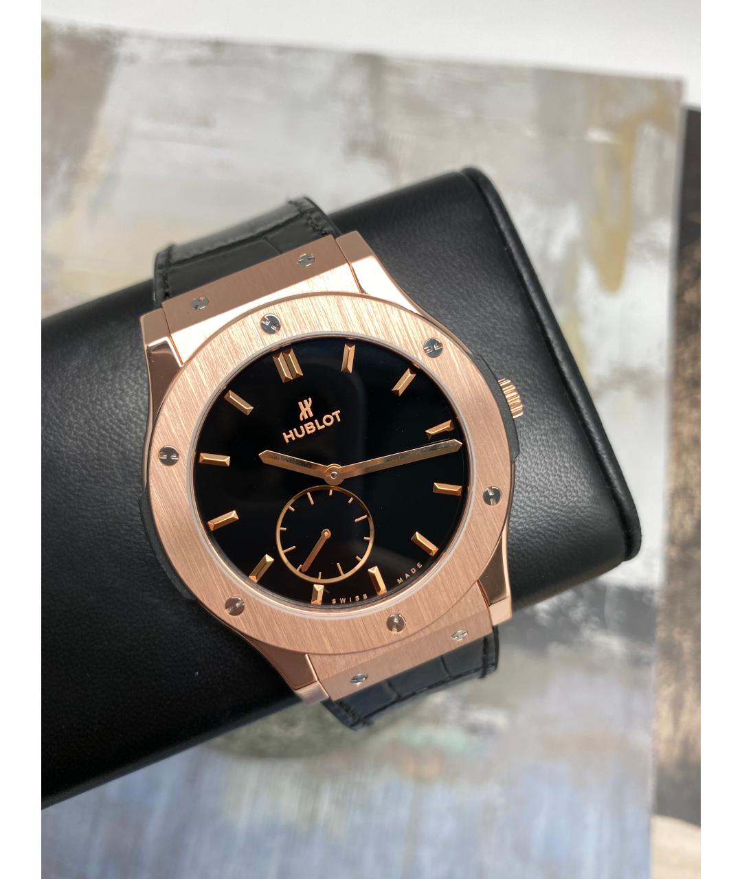 HUBLOT Черные часы из розового золота, фото 2