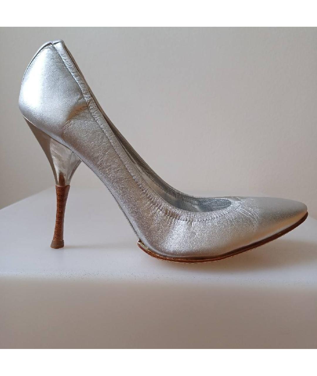 CASADEI Серебряные кожаные туфли, фото 6
