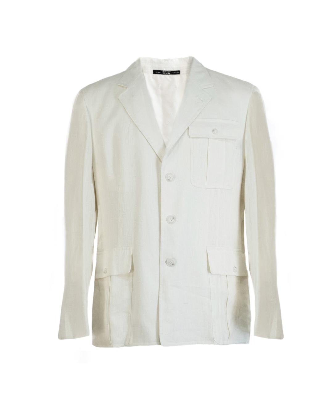 GIANFRANCO FERRE Белый льняной пиджак, фото 6