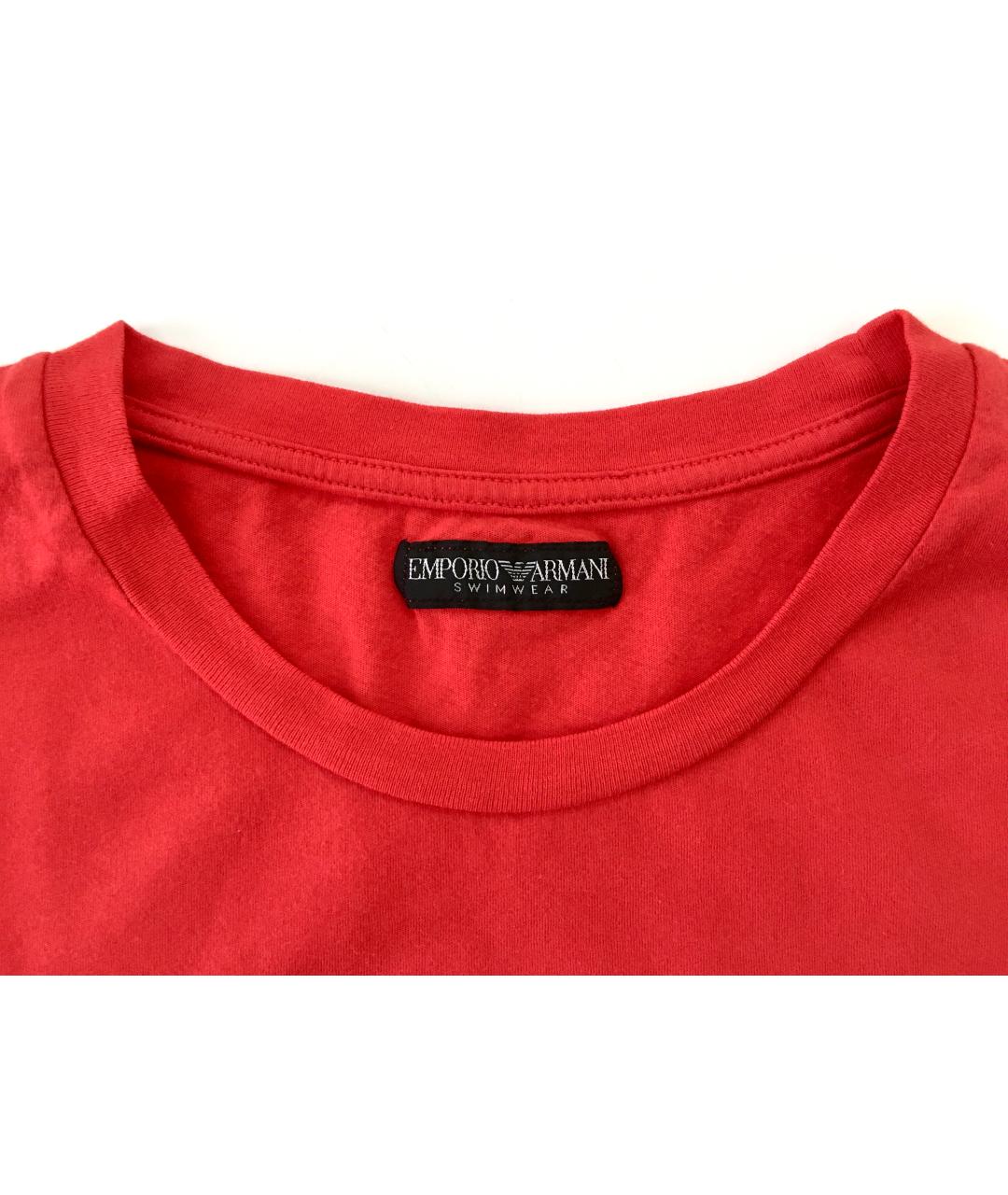 EMPORIO ARMANI Красная хлопковая футболка, фото 2