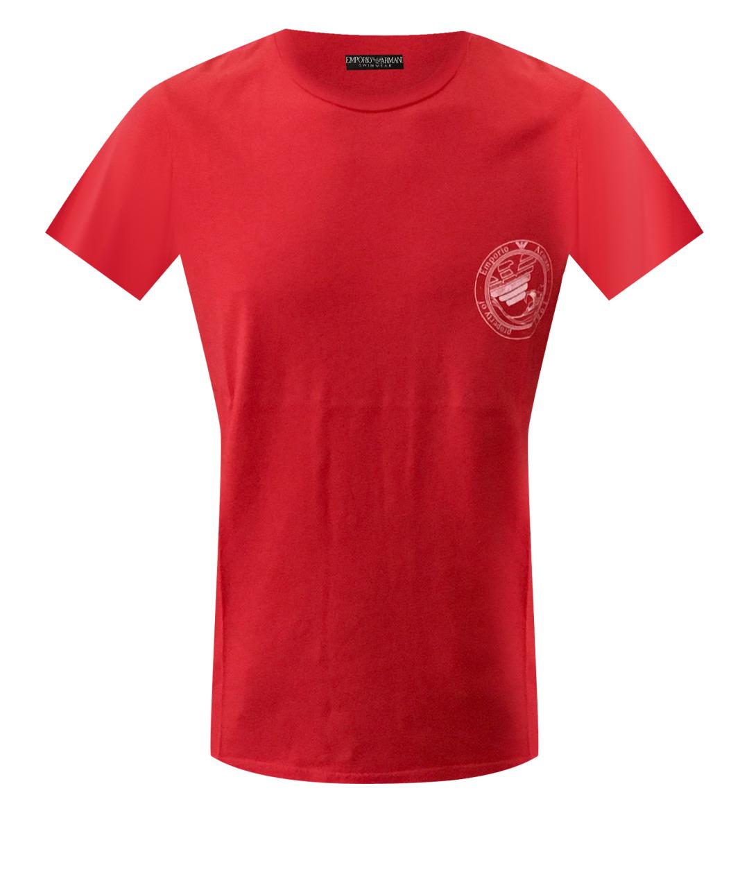EMPORIO ARMANI Красная хлопковая футболка, фото 1