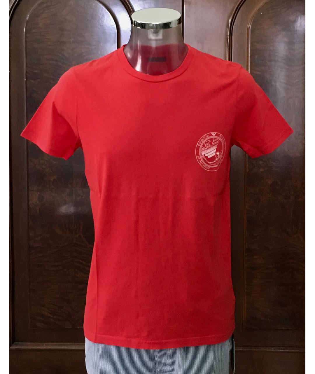EMPORIO ARMANI Красная хлопковая футболка, фото 7