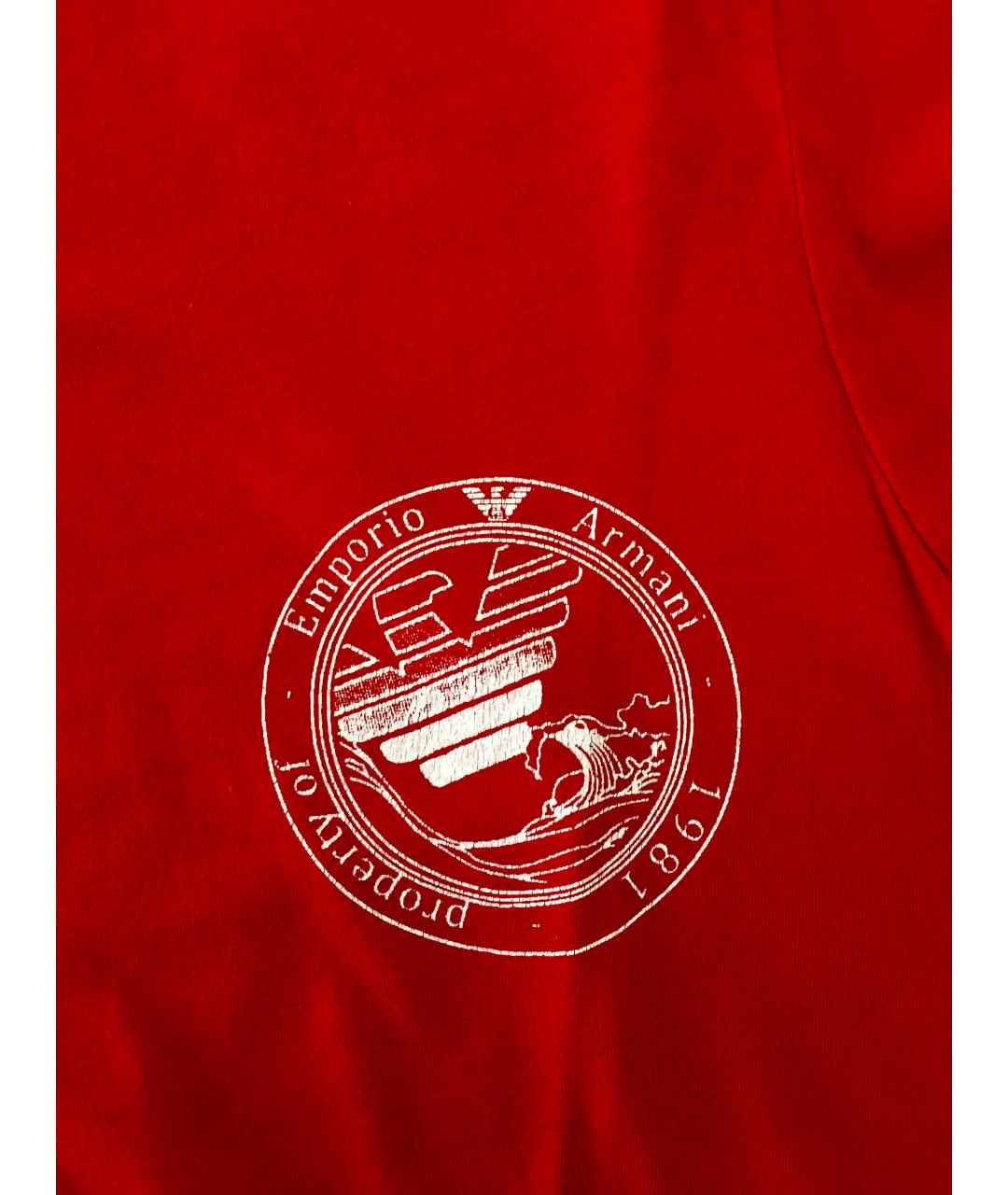 EMPORIO ARMANI Красная хлопковая футболка, фото 4
