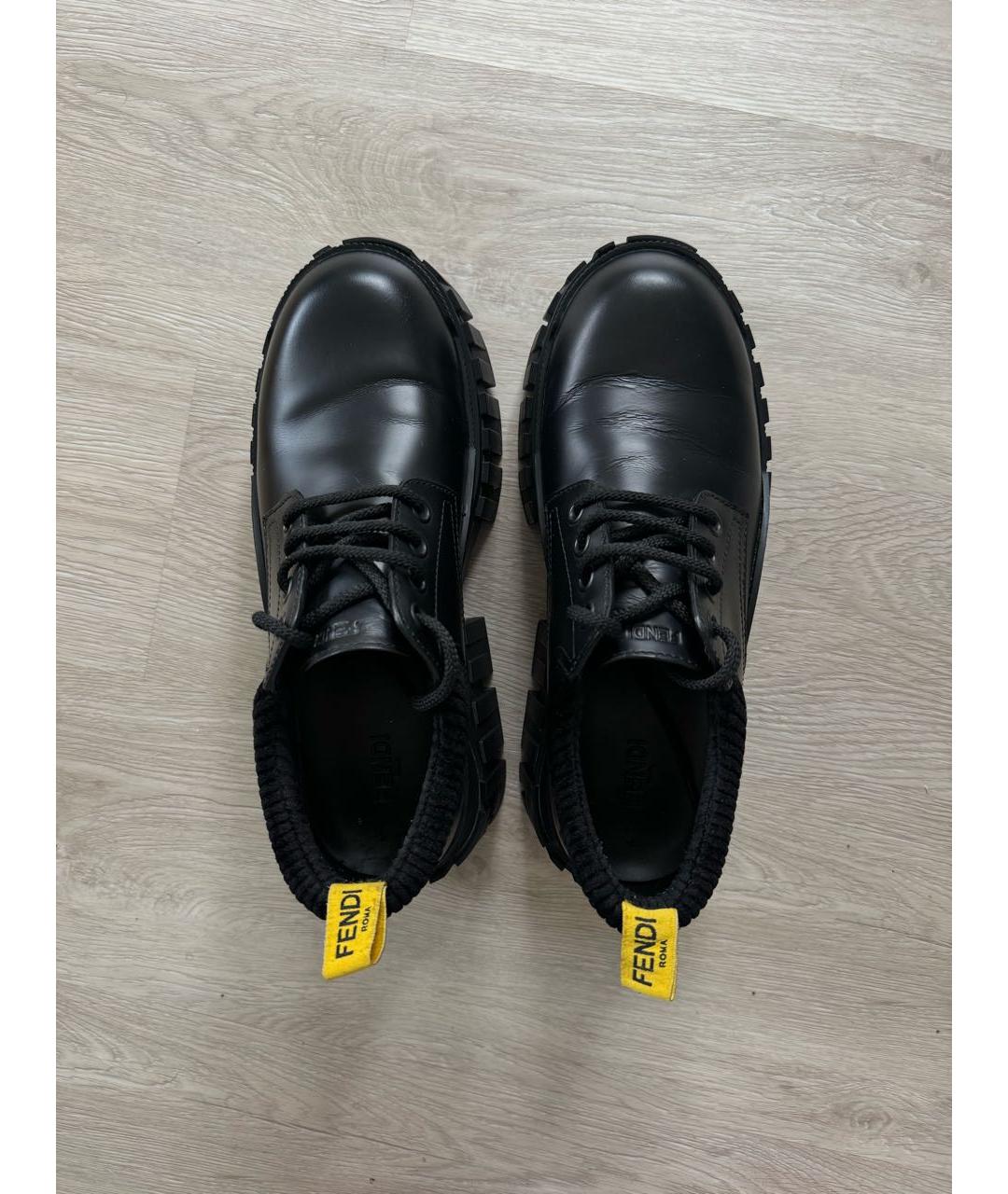 FENDI Черные кожаные низкие ботинки, фото 2