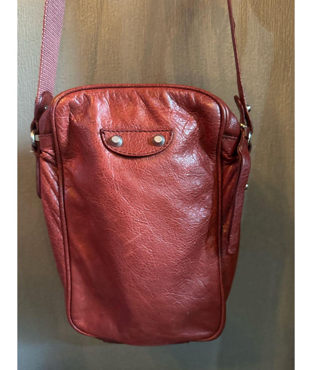 BALENCIAGA Красная кожаная сумка на плечо, фото 5