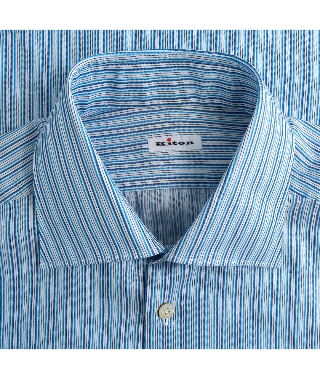KITON Голубая хлопковая классическая рубашка, фото 3