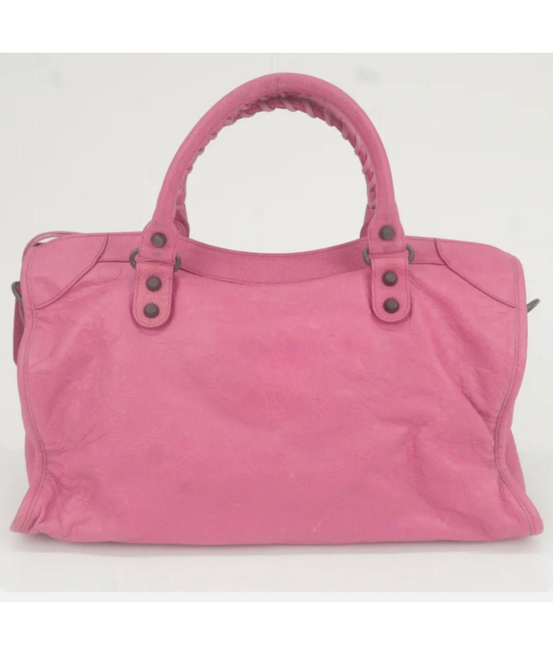BALENCIAGA Розовая кожаная сумка с короткими ручками, фото 3