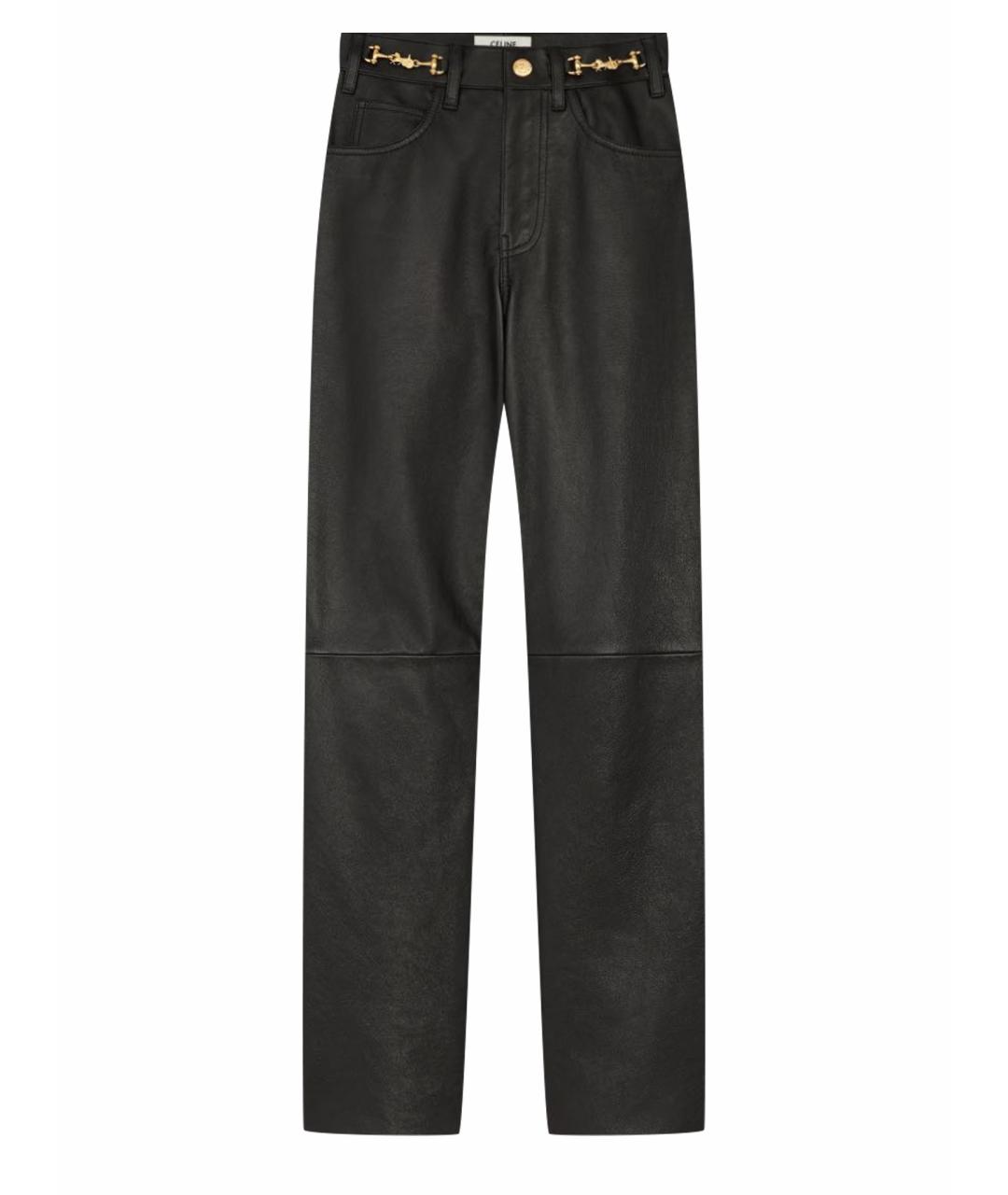 CELINE PRE-OWNED Черные кожаные прямые брюки, фото 1
